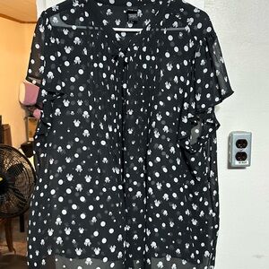 Disney Black and White Polka Dot Button Down Shirt from Torrid